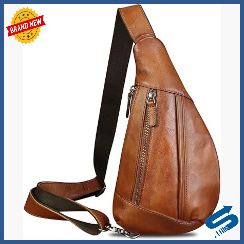 Genuine Leather Crossbody Sling Backpack For Travel Hiking